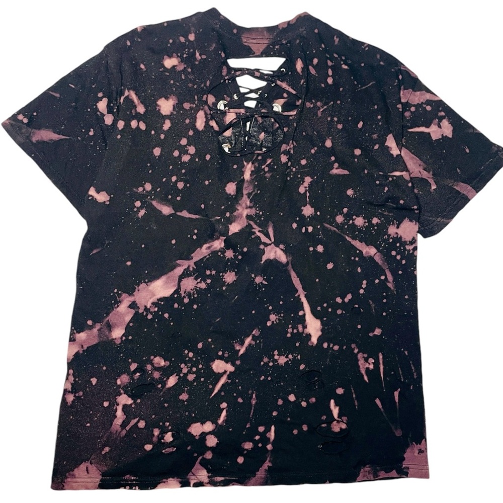 IRON MAIDEN Womens Small T Shirt Distressed Holes The Trooper Tie Dye Metal Rock - Picture 2 of 10
